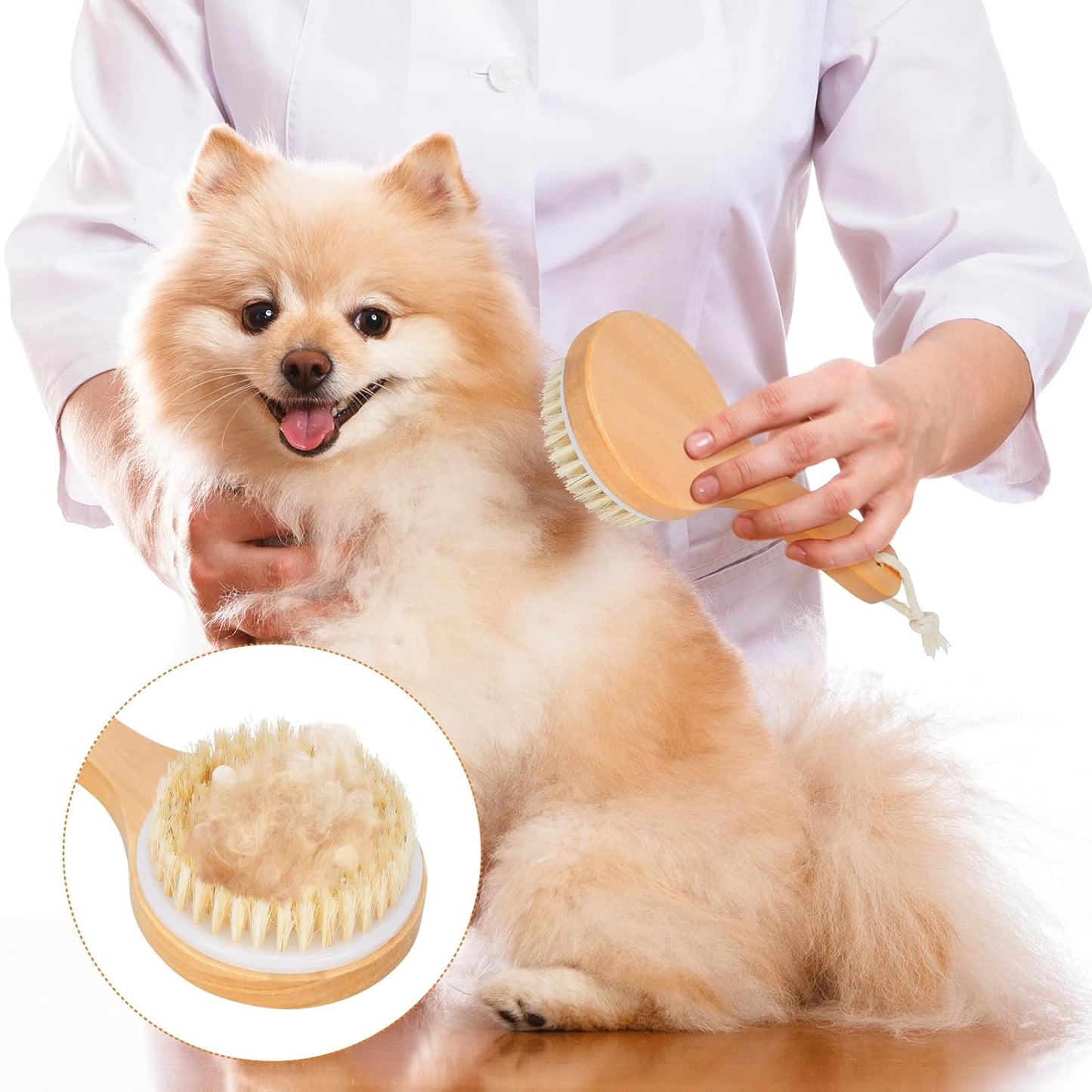 Pet Shampoo Brush - Wooden Handle