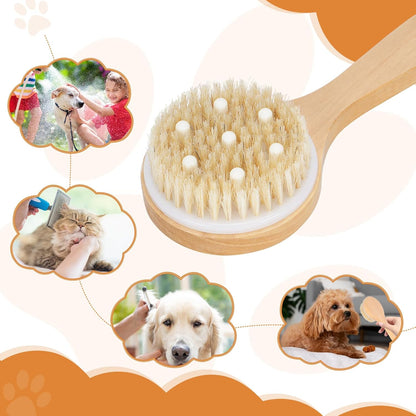 Pet Shampoo Brush - Wooden Handle